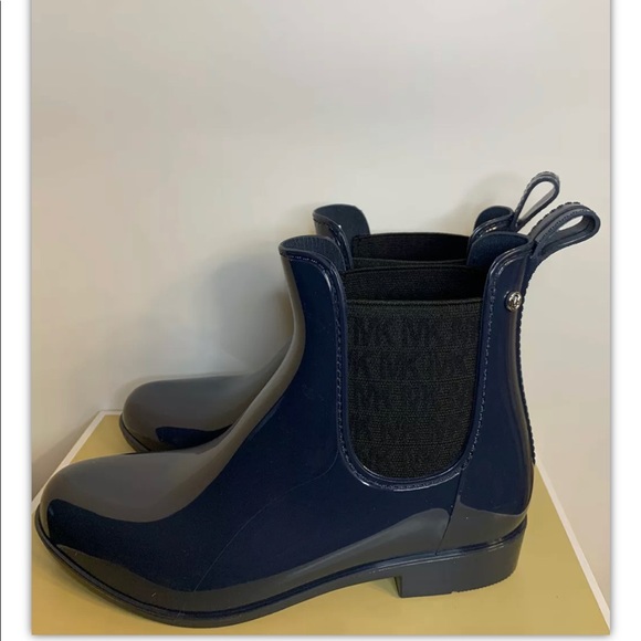 Brand New Michael Kors Charm Gore Navy Rain Bootie Boots - Picture 1 of 8